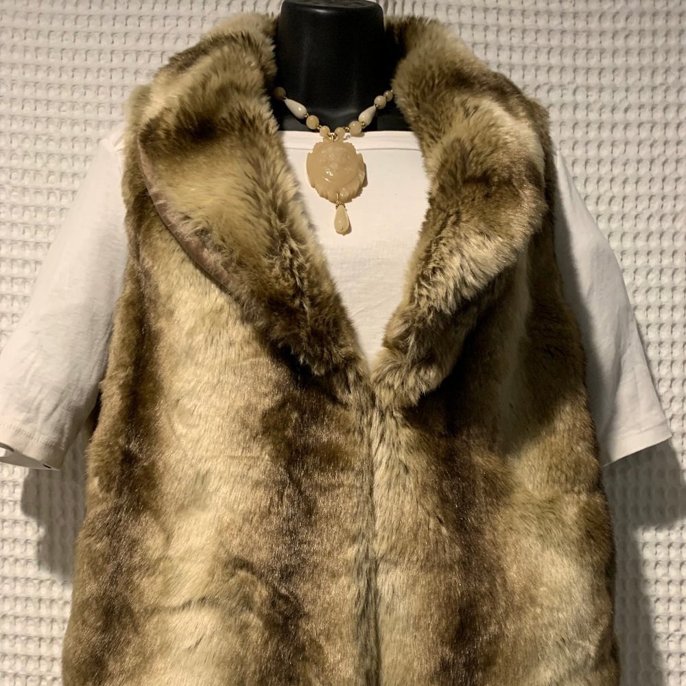 Woodland Ladies Brown & Tan Cashmere Faux Fur Vest